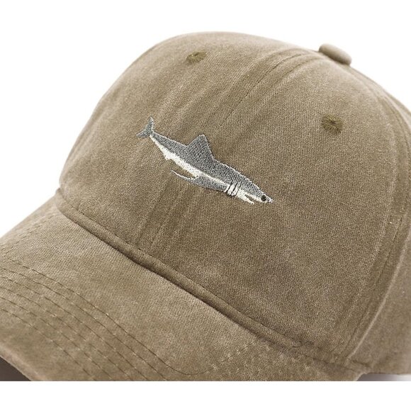 Women's Shark Khaki Fashion Baseball Cap Adjustable Strap Back Visor Sports Hat - Picture 5 of 7